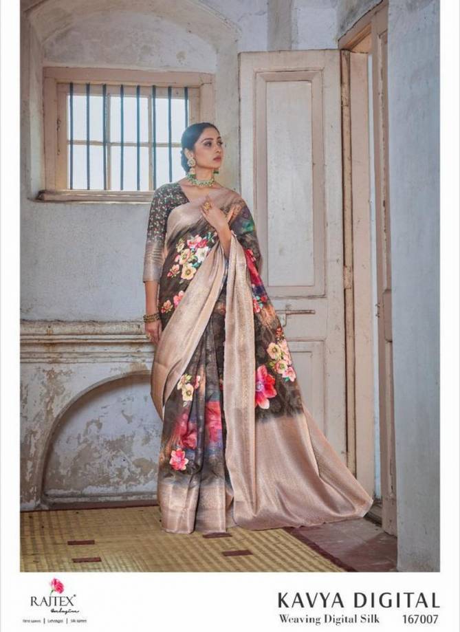 RAJ TEX KAVYA DIGITAL Latest Fancy Designer Casual Wear Weaving Silk Digital Print Saree Collection